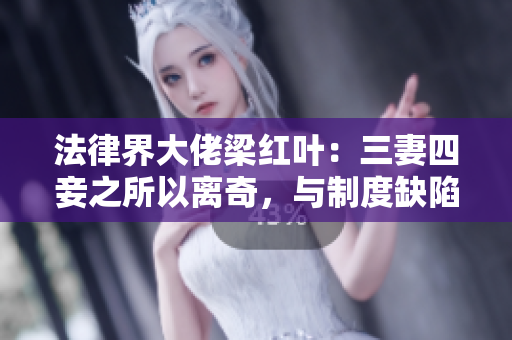 法律界大佬梁红叶：三妻四妾之所以离奇，与制度缺陷有关