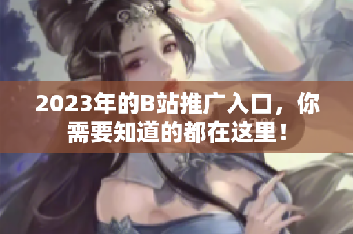 2023年的B站推广入口，你需要知道的都在这里！