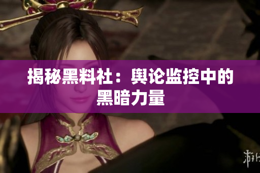 揭秘黑料社：舆论监控中的黑暗力量