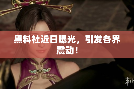 黑料社近日曝光，引发各界震动！