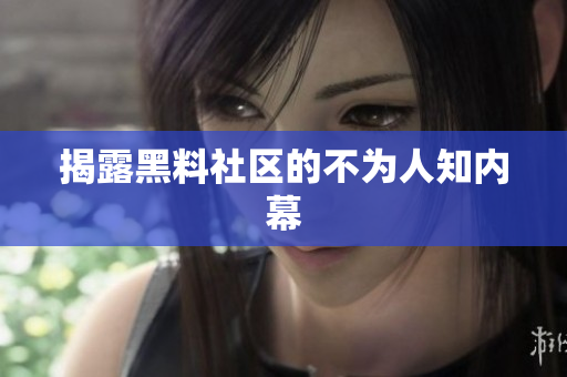 揭露黑料社区的不为人知内幕
