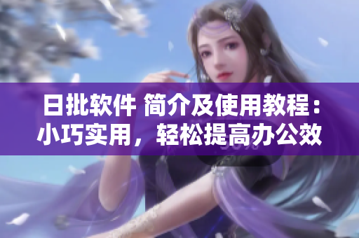 日批软件 简介及使用教程：小巧实用，轻松提高办公效率