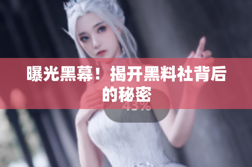 曝光黑幕！揭开黑料社背后的秘密