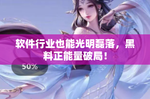 软件行业也能光明磊落，黑料正能量破局！