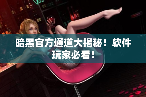 暗黑官方通道大揭秘！软件玩家必看！