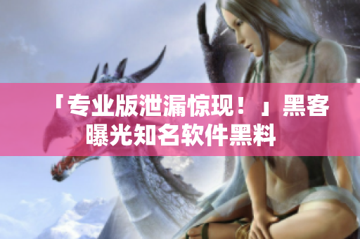 「专业版泄漏惊现！」黑客曝光知名软件黑料